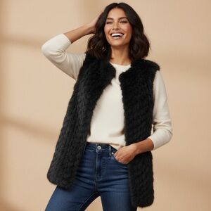 Linda Richards Genuine Rabbit Fur Luxury Jacket Vest‎